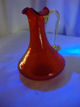 Load image into Gallery viewer, Vintage Amberina Orange Crackle Glass Mini Pitcher 4 1/2"