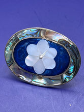 Load image into Gallery viewer, Pendant, Brooch, Sterling Silver, Mother of Pearl Marquetry Flower