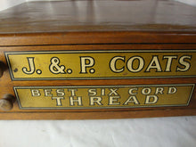 Load image into Gallery viewer, Vintage J&P Coats Logo All Sides Two Drawer Spool Cabinet