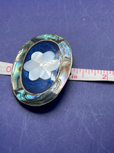 Load image into Gallery viewer, Pendant, Brooch, Sterling Silver, Mother of Pearl Marquetry Flower