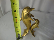 Load image into Gallery viewer, Vintage Solid Brass Dolphin Mom with Baby Figurine