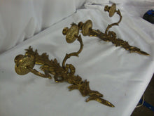 Load image into Gallery viewer, Vintage Brass Rococo Revival Style Floral Two Arm Candleholder Sconces Set of 2