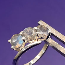 Load image into Gallery viewer, Ring, Sterling Silver, Three Labradorite Gems, Size 5
