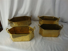 Load image into Gallery viewer, Vintage Brass Handled Angular Nesting Planters Set of 4