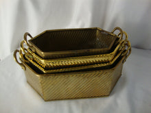 Load image into Gallery viewer, Vintage Brass Handled Angular Nesting Planters Set of 4