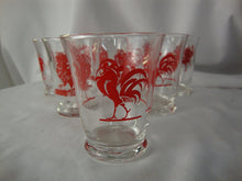 Load image into Gallery viewer, Vintage Libbey Red Rooster 4 Ounce Juice Glasses Set of 6