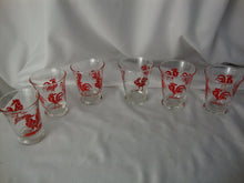 Load image into Gallery viewer, Vintage Libbey Red Rooster 4 Ounce Juice Glasses Set of 6