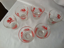 Load image into Gallery viewer, Vintage Libbey Red Rooster 4 Ounce Juice Glasses Set of 6