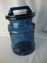 Load image into Gallery viewer, Vintage L.E. Smith Blue Glass Milk Can Canister with Lid
