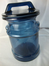 Load image into Gallery viewer, Vintage L.E. Smith Blue Glass Milk Can Canister with Lid