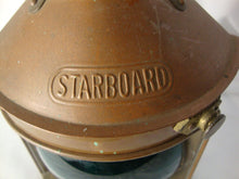 Load image into Gallery viewer, Vintage Starboard Copper Oil Boat Lamp with Blue Green Globe Glass Lantern