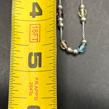 Load image into Gallery viewer, Anklet, Sterling Silver, Box Chain, Pastel Glass Rainbow Beads, 9-10 in