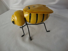 Load image into Gallery viewer, Vintage Ceramic Bumblebee Honey Pot on Black Metal Stand