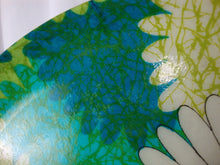 Load image into Gallery viewer, MCM Crazy Daisy Blue Green Fiberglass Round Serving Tray