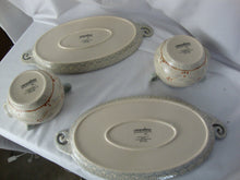 Load image into Gallery viewer, Vintage Temp-Tations Ceramic Gray Orange Floral Pig Soup Bowl with Oval Sandwich Tray Set of 2