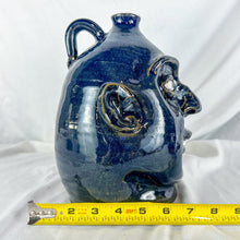 Load image into Gallery viewer, Large Double-Signed Marvin Bailey Blue 7-Tooth Face Jug
