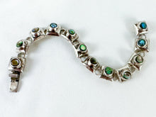 Load image into Gallery viewer, Vintage Sterling Silver & Mother of Pearl Square Link Bracelet