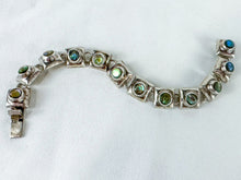 Load image into Gallery viewer, Vintage Sterling Silver & Mother of Pearl Square Link Bracelet