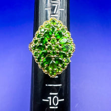 Load image into Gallery viewer, Vintage 14K Gold Green Stone Cluster Cocktail Ring, Size 8