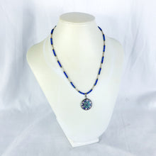 Load image into Gallery viewer, Vintage Sterling Silver Bezel Murano Millefiori Pendant Beaded Necklace