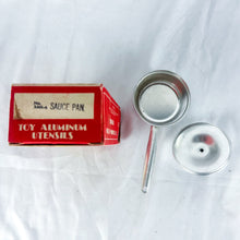 Load image into Gallery viewer, 1940's Betty & Bob Toy Cooking Utensil's Aluminum Sauce Pan with Original Box
