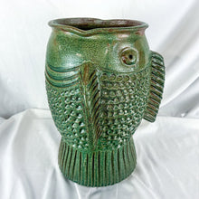 Load image into Gallery viewer, 1999 Signed Kim Black Primitive-Style Green Fish Vase