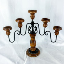 Load image into Gallery viewer, 1960s Wood & Wrought Iron 5-Candle Candelabra