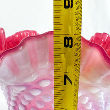Load image into Gallery viewer, Vintage Fenton Cranberry Opalescent Hobnail Large Ruffled Top Vase