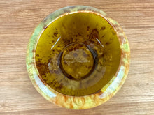Load image into Gallery viewer, Vintage Unmarked Mustard Yellow, Green & Brown Hand-Turned Pottery Bowl