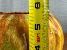 Load image into Gallery viewer, Vintage Unmarked Mustard Yellow, Green & Brown Hand-Turned Pottery Bowl