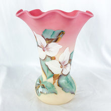 Load image into Gallery viewer, Vintage Fenton Burmese Handpainted Trillium Large Vase