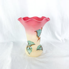 Load image into Gallery viewer, Vintage Fenton Burmese Handpainted Trillium Large Vase