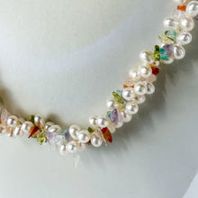 Load image into Gallery viewer, Vintage Twisted Double Strand Freshwater Pearl & Semi-Precious Stone Necklace