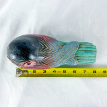 Load image into Gallery viewer, Vintage Wooden Purple Pink and Green Owl Figurine