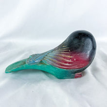 Load image into Gallery viewer, Vintage Wooden Purple Pink and Green Owl Figurine