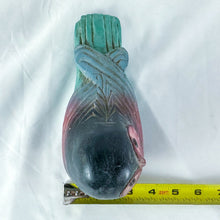 Load image into Gallery viewer, Vintage Wooden Purple Pink and Green Owl Figurine