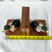Load image into Gallery viewer, 1980s Price Products Wooden &amp; Ceramic Duck Bookends
