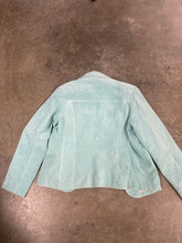 Load image into Gallery viewer, Jacket, Teal Suede Leather, size Large, Rhinestone Buttons, Wilson Leather Maxima