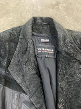 Load image into Gallery viewer, Coat, Black Leather, Embroidery, Size Petite Large, Wilson Collection