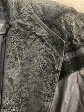 Load image into Gallery viewer, Coat, Black Leather, Embroidery, Size Petite Large, Wilson Collection