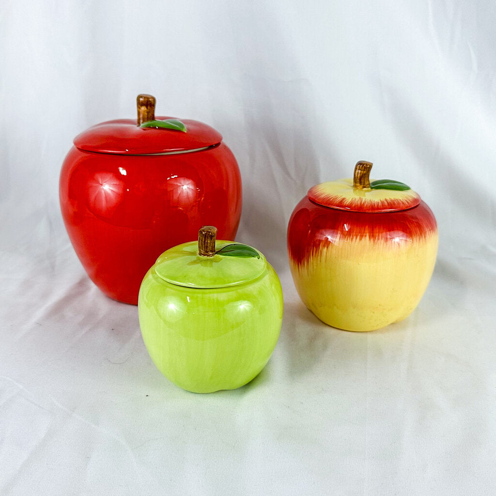 Vintage 3-Piece Ceramic Apple Canister Set