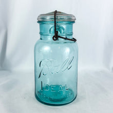 Load image into Gallery viewer, Vintage to Antique Blue-tinted Ball Jar with Clear Lid