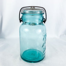 Load image into Gallery viewer, Vintage to Antique Blue-tinted Ball Jar with Clear Lid