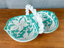 Load image into Gallery viewer, Vintage "Italy 617" Turquoise & White Italian Pottery Separated Dish Basket