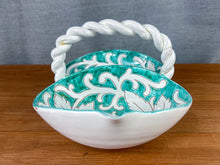 Load image into Gallery viewer, Vintage "Italy 617" Turquoise & White Italian Pottery Separated Dish Basket