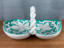 Load image into Gallery viewer, Vintage "Italy 617" Turquoise & White Italian Pottery Separated Dish Basket