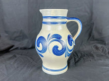 Load image into Gallery viewer, Vintage German Kleirabe Keramik Hand-Painted Blue Salt Glaze Stoneware Pitcher