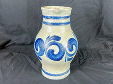 Load image into Gallery viewer, Vintage German Kleirabe Keramik Hand-Painted Blue Salt Glaze Stoneware Pitcher
