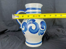 Load image into Gallery viewer, Vintage German Kleirabe Keramik Hand-Painted Blue Salt Glaze Stoneware Pitcher