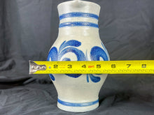 Load image into Gallery viewer, Vintage German Kleirabe Keramik Hand-Painted Blue Salt Glaze Stoneware Pitcher